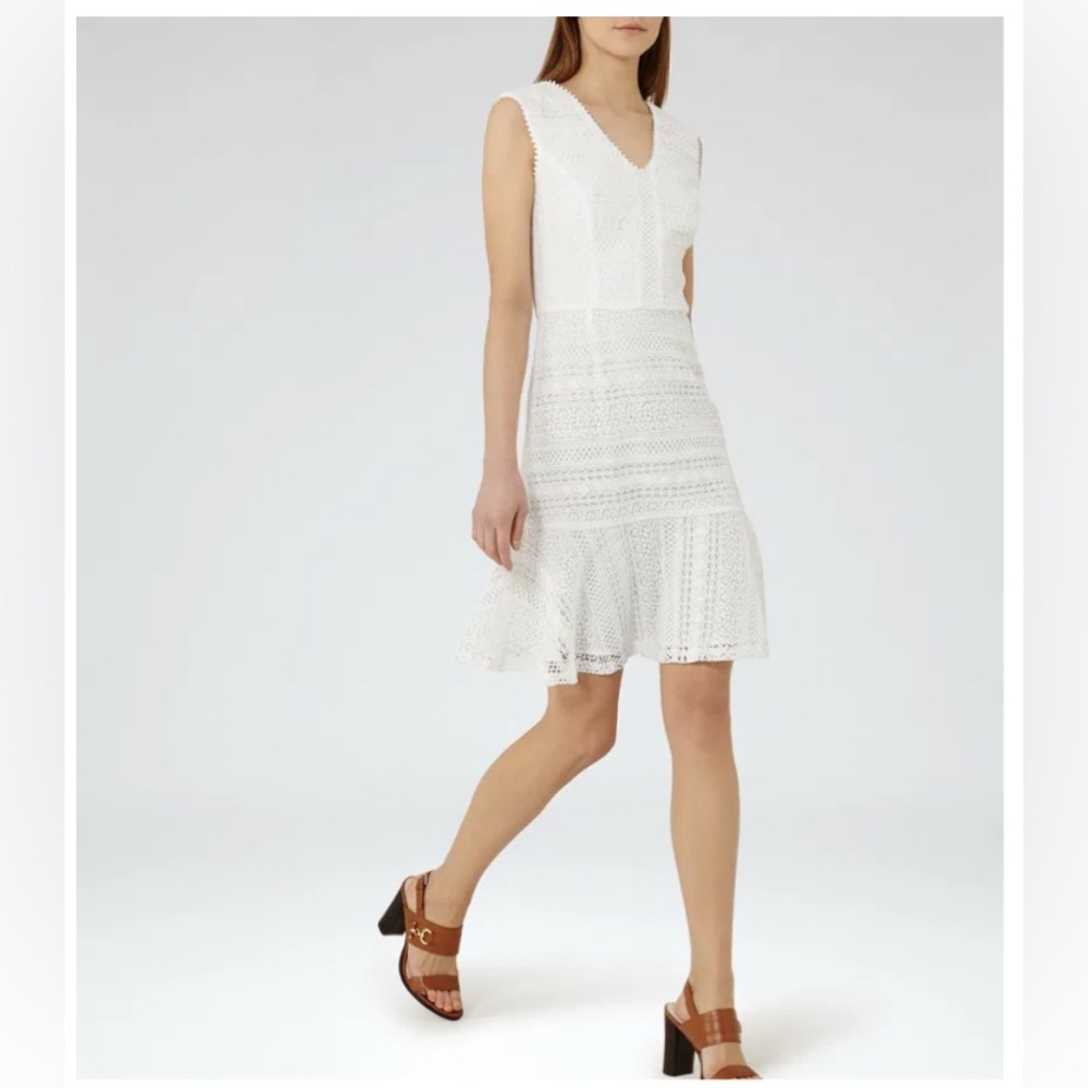 NWT REISS ALICE FIT & FLARE EYELET LACE DRESS SIZE 0